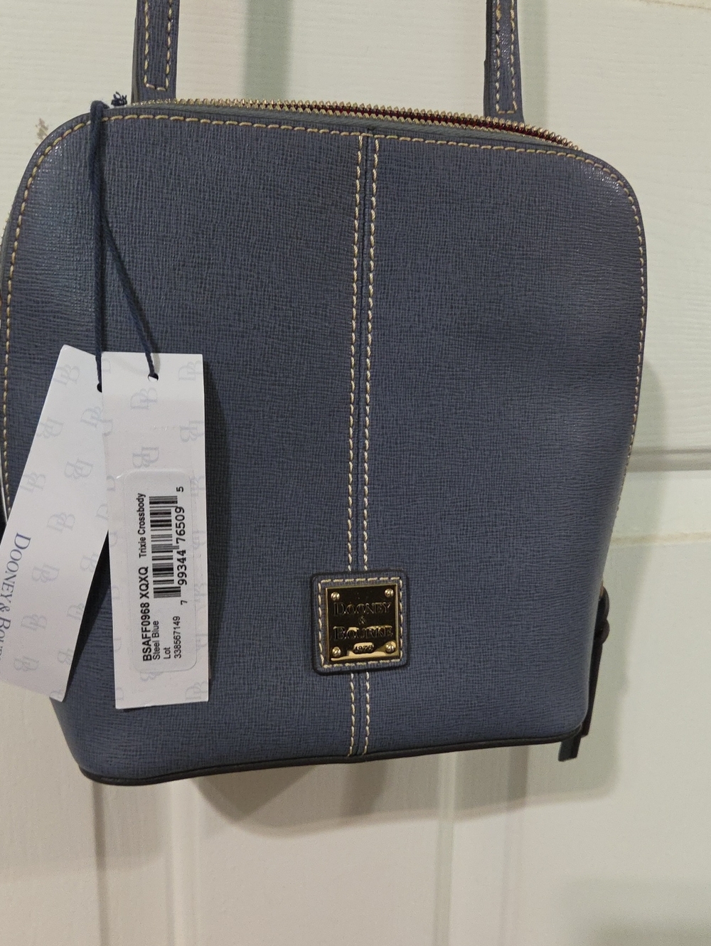 Dooney & Bourke Slate Blue Crossbody with Contrast Stitching